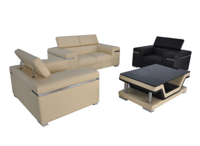  Wohn Couch Leder Sofa Landschaft Sitz Polster Garnitur Eck 2+1+1 Neu Sofas Set