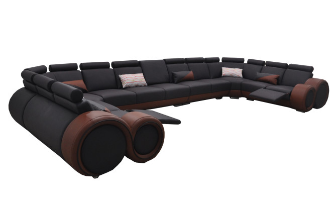 XXL Couch Big Eck Sofa Leder Eck Garnitur Landschaft Ecke Polster Wohn