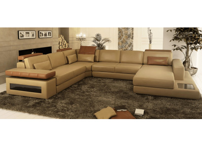 Sofa U-Form Möbel Luxus Garnitur Sofas Couch Luxus Designer Leder Wohnlandschaft