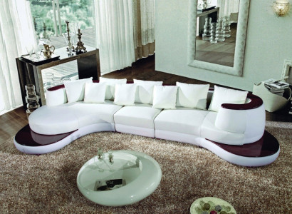 Rundsofa mit USB Sofa Couch Runde Polster Couchen Garnitur Ecksofa Sitz Rund Neu