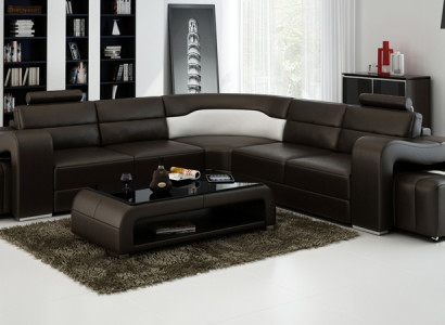 Ledersofa Couch Wohnlandschaft Ecksofa Eck Garnitur Design Modern Sofa F3008B