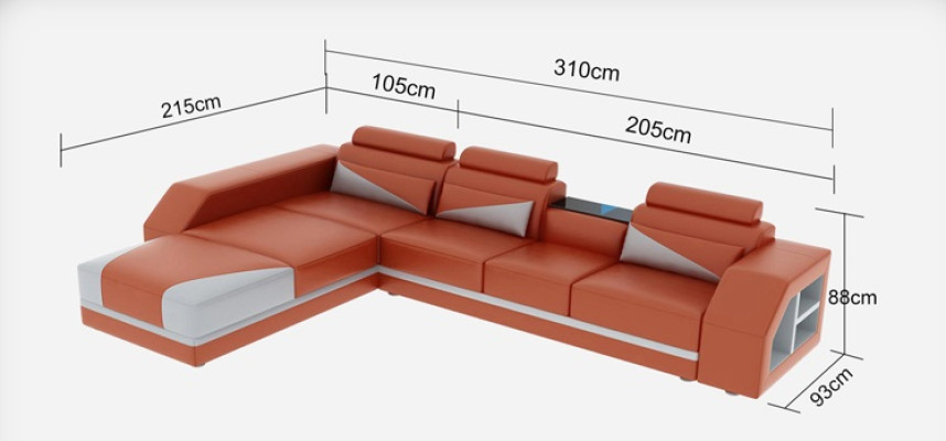 Leder Eck Sofa mit USB,Polster Couchen Sofas Wohnlandschaft Luxus Garnitur Ecke