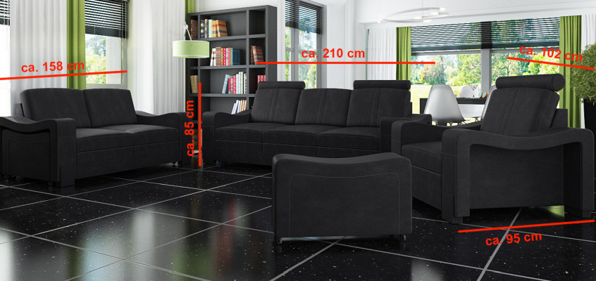 Sofagarnitur Textil Polster Sofa mit USB Garnitur Stoffsofa 3+2+1 Wohnlandschaft