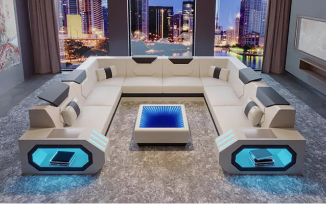 Ecksofa Wohnlandschaft Polster Eckgarnitur Couch Sofa big xxl mit couchtisch neu