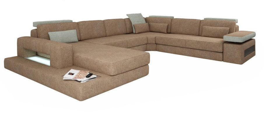 U Form Polster Couchen Textil Design Couch Ecksofa Wohnlandschaft Sofa Neu