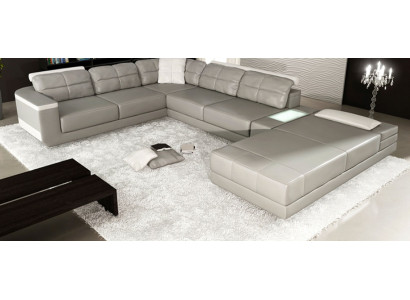 Wohnlandschaft Ecksofa Couch Grau Leder Polster Sitz Ecke Sofa U Form Sofas Neu