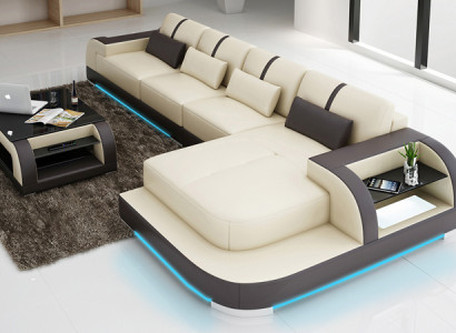 Ledersofa Couch Wohnlandschaft Ecksofa Eck Dekor Modern Garnitur Design