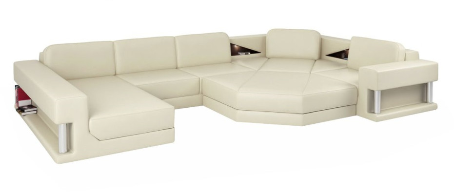 Ecksofa U-Form Couch Wohnlandschaft Sofa Couch Modern Design Sofa Textil Leder