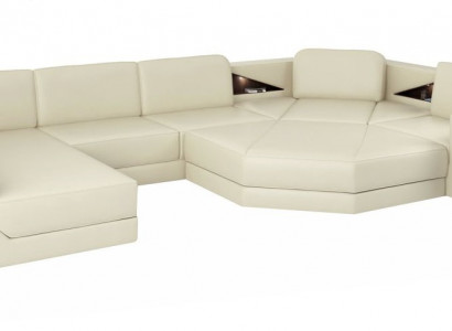 Ecksofa U-Form Couch Wohnlandschaft Sofa Couch Modern Design Sofa Textil Leder