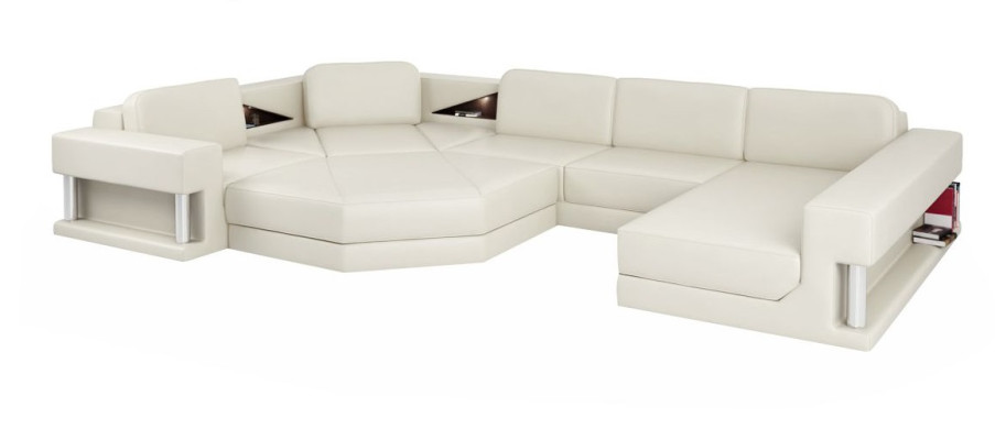 Ecksofa U-Form Couch Wohnlandschaft Sofa Couch Modern Design Sofa Textil Leder