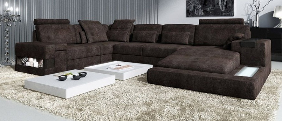 Textilsofa Ecksofa U Form Modernes Sofa Ledersofa Ecksofa Polster Wohnlandschaft