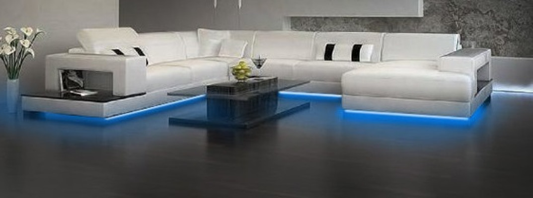 Wohnlandschaft Couch Polster Eck Garnitur Designer Ledersofa Big Sofa Neu