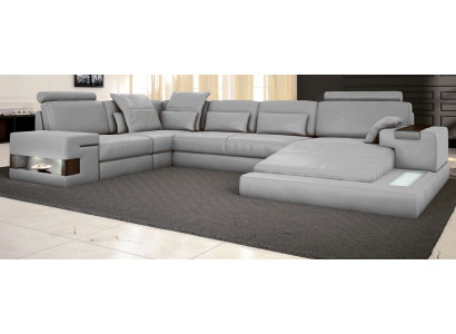 Schlafsofa Couch Design Polster Textil Eck Wohnlandschaft Ecksofa Stoff U-Form