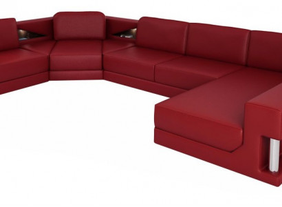 U Form Sofa Couch Polster Sofa Wohnlandschaft Design Ecksofa Leder Polster Neu