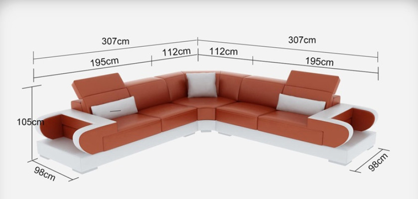 Ledersofa Couch Wohnlandschaft Ecksofa Eck Garnitur Design Modern Sofa G8002B