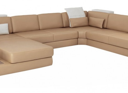 Wohnlandschaft Ecksofa Couch Hellbraun Leder Polster Sitz Ecke Sofa U Form Sofas