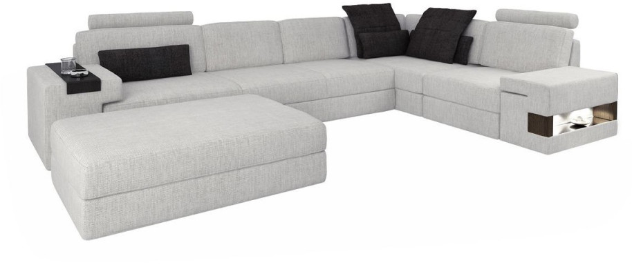 Designer Sofa Polster Couch Ecksofa mit Hocker Garnitur Wohnlandschaft L-Form