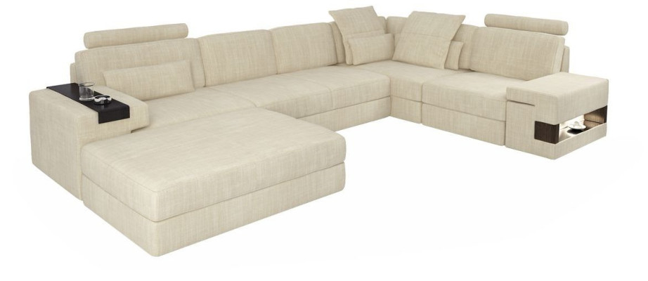 Designer Sofa Polster Couch Ecksofa mit Hocker Garnitur Wohnlandschaft L-Form