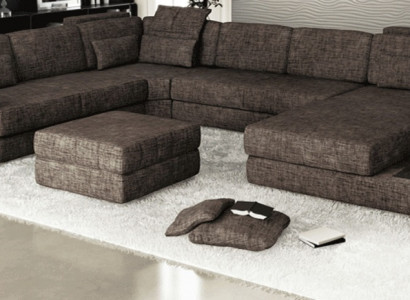 Ecksofa Stoff U-Form Couch Design Polster Textil Eck Wohnlandschaft Bettfunktion