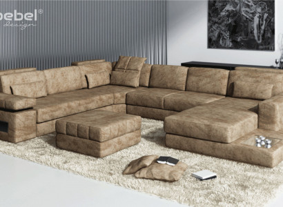 Stoff U Form Wohnlandschaft Polster Eckcouch Couch Leder Sofa Ecksofa Eckcouch