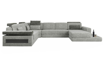 Wohnlandschaft Couch Eck U Form Sofa Eckcouch Ecksofa XXL Stoff Polster
