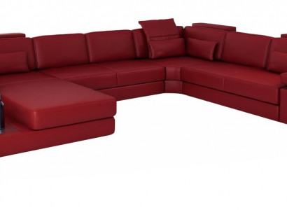 Eckcouch in U-Form aus hochwertigem Premium-Lederfaserstoff