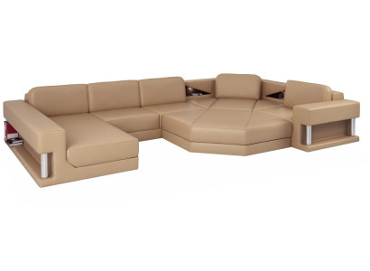 Wohnlandschaft Design Modern Sofa Ecksofa Sofa U-Form Ledersofa Couch Textil Neu