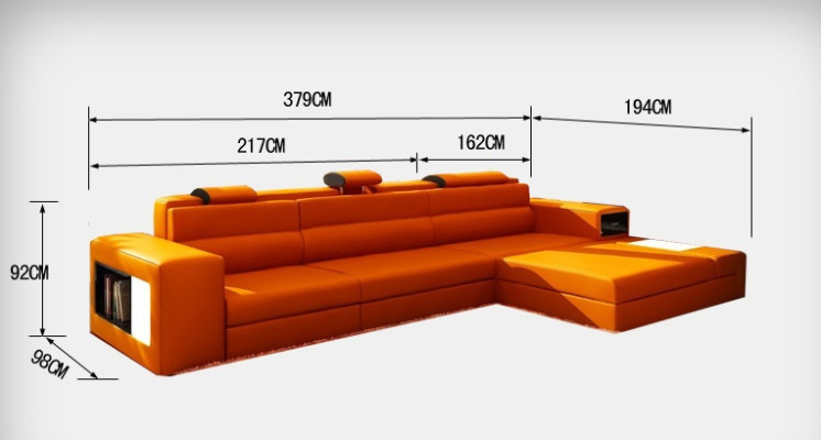 Ledersofa mit USB Wohnlandschaft Ecksofa Eck Garnitur Design Modern Sofa B2006B
