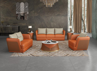 Italienische Designer Wohnzimmer Möbel Ledersofa Couchgarnitur Sofa Couch Set