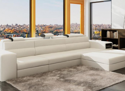 Designsofa Sofa mit USB Polster Ecksofa Garnitur Wohnlandschaft Ledersofa Couch