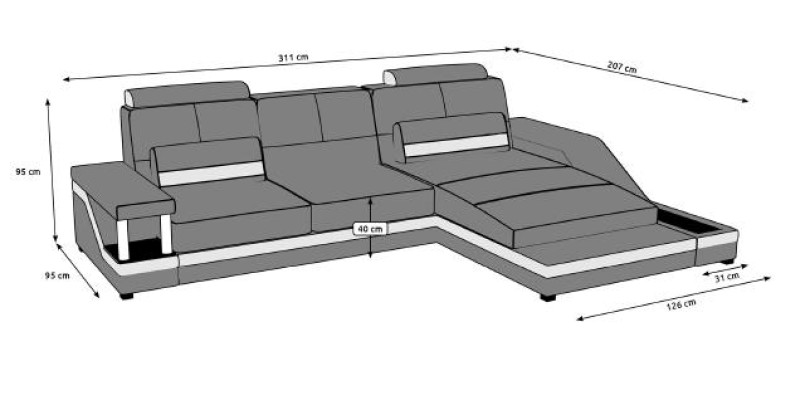 Ecksofa Wohnlandschaft Sofa USB Eck Garnitur Leder Textil Stoff Maßanfertigung