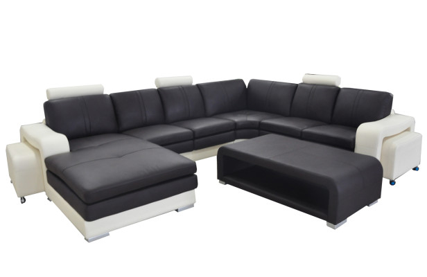 Leder Eck Sofa +USB,Couch Polster Sitz Möbel Garnitur Landschaft Modern Design
