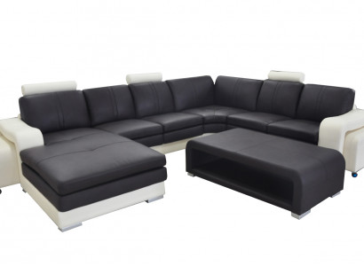 Leder Eck Sofa +USB,Couch Polster Sitz Möbel Garnitur Landschaft Modern Design