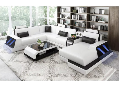 Design Eckgarnitur Wohnlandschaft Ecksofa Sofa Couch Sofas Couchen Tisch 2tlg.
