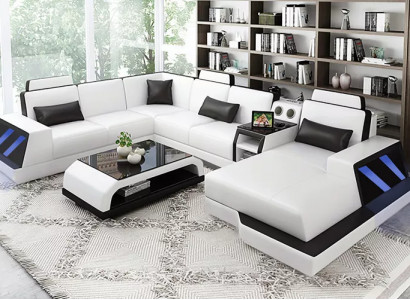 Design Eckgarnitur Wohnlandschaft Ecksofa Sofa Couch Sofas Couchen Tisch 2tlg.