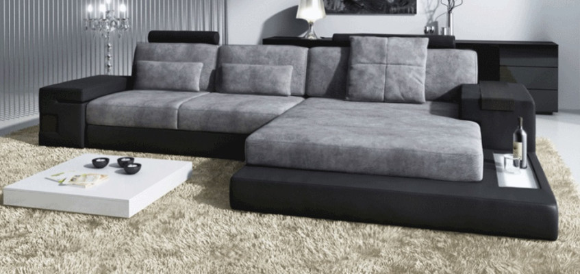 Ecksofa Wohnzimmer L-Form Polster Sofa Leder Design NEU Modern