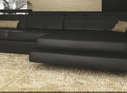 Ecksofa Couch Polster Wohnlandschaft Eck Ecke Leder Sofa Schwarz L Form