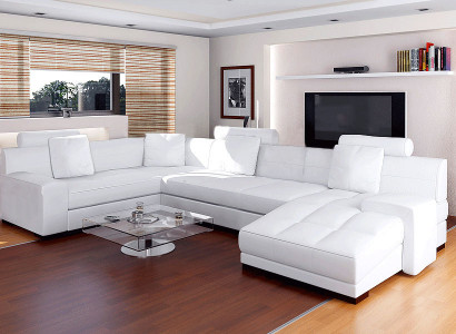 Ledersofa mit USB Wohnlandschaft Ecksofa Eck Garnitur Design Modern Sofa A1111