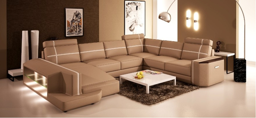 Sie unser U-förmiges Ledersofa Modern im exquisiten Designerstil
