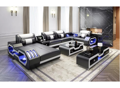 Design Eckgarnitur Ecksofa Sofa Couch Sofas Couchen Tisch 2tlg. Wohnlandschaft