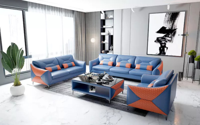 Modernes Sofa Sofagarnitur 321 Sitzer Couchtisch Garnituren Leder Gruppe 4tlg