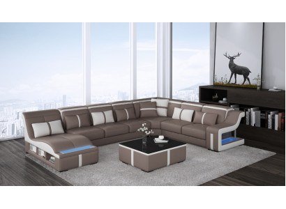 Eck Sofa Couch Polster Eck Sitz U Form Leder Garnitur Wohnlandschaft