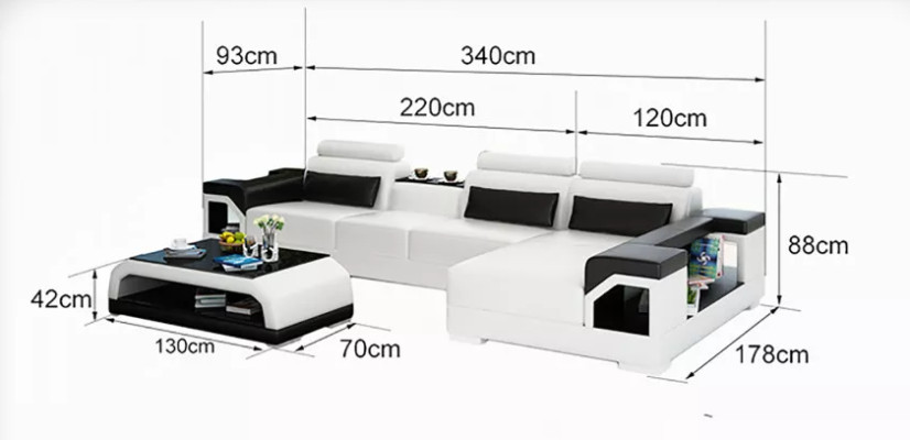 Ecksofa LForm Sessel Couchtisch Modernes Sofa Ledersofa Ecksofa Polster 4tlg Set