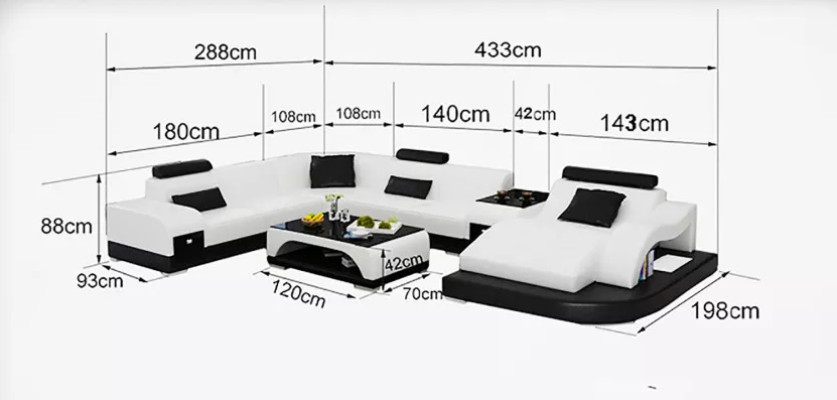 Ecksofa UForm Sessel Couchtisch Modernes Sofa Ledersofa Ecksofa Polster 2tlg Set