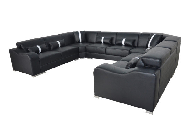 Leder Sofa Couch USB Polster Eck Garnitur Moderne Wohnlandschaft U Form Design