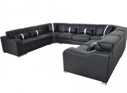 Leder Couch Polster Sitz Design Modern Eck Garnitur Sofa U Form Wohnlandschaft