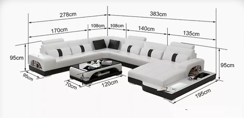 Modernes Sofa Ecksofa UForm Couchtisch Ledersofa Ecksofa Polster Orange Luxus