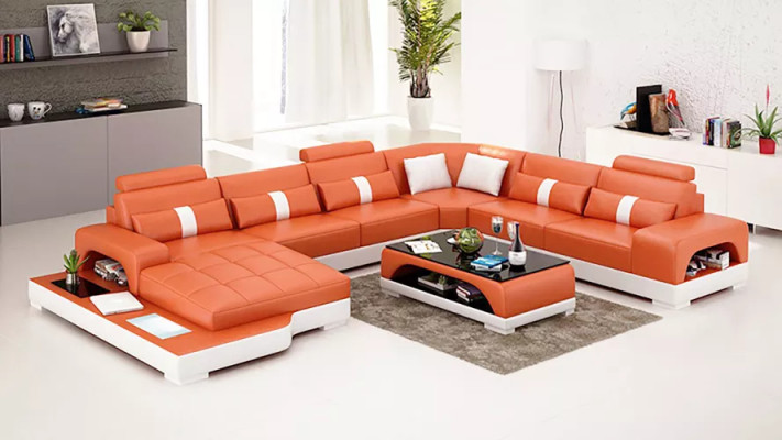 Eckgarnitur Sofa Polster Eckgruppe Wohnlandschaft Ledersofa Couchen sofas U-Form