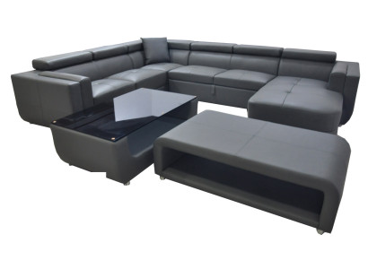 Couchgarnitur Modernes Sofa Sitzecke Leder Couch Polster Ecke Wohnlandschaft USB