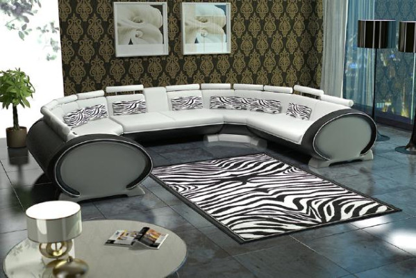 U förmige Couch Sitzpolster Ecke Leder Ecksofa Moderne Designer Couchen + USB